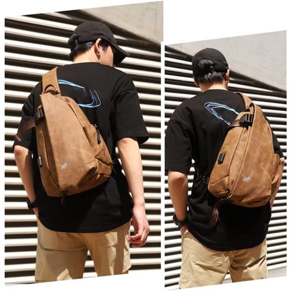 Crossbody Sling Bag for Men Small Backpack One Shoulder Bag Water Resistant - Picture 6 of 7